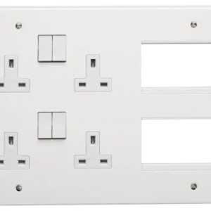 Multi Media Plate (2 X 2 Gang Socket + 2X3 Data Module Frame) White