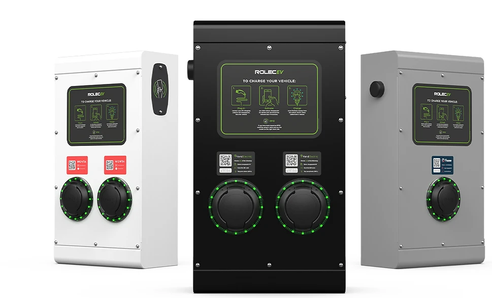 Rolec Securicharge EV Charger 3 Phase Black 1 x Type 2 (IEC 62196) Charging Socket Up To 22kW (32A) 1 x 32A 400V AC