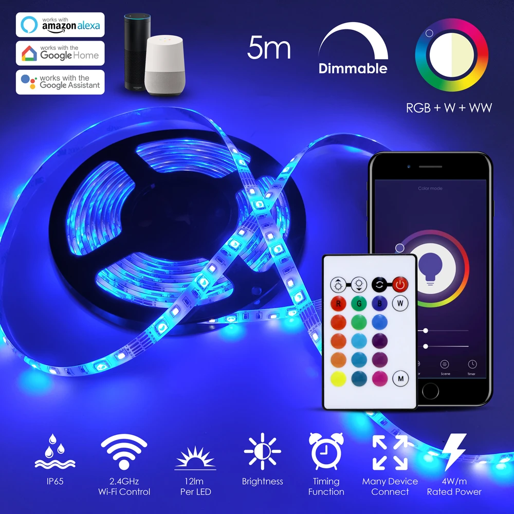 Ener-j SHA5213X Smart Wi-Fi RGB+CCT Changing LED Tape Kit 5m - Image 2