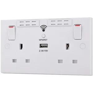 BG 922UWR 13A Twin Switched Socket with Wi-Fi Extender + USB Charger