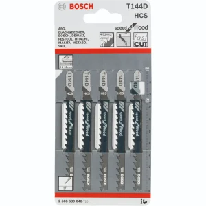 Bosch T144D T-Shank Jigsaw Blades (Speed For Wood)- 5 Pack