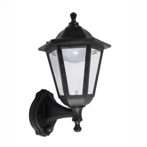 KSR KSR1517 Bastia 8W 6 Sided Upward Outdoor Wall Lantern with PIR Black
