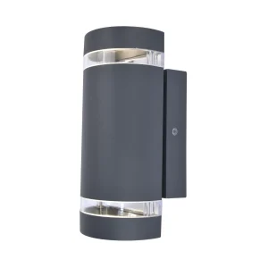 Focus D2D IP44 2 X GU10 Up & Down Wall Light In Dark Grey