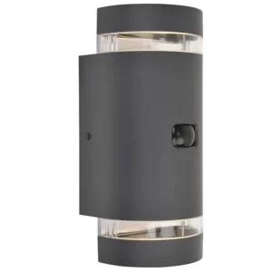 Focus PIR IP44 2 X GU10 Up & Down Wall Light In Dark Grey