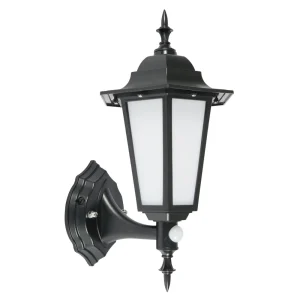 KSR Outdoor Wall Lantern LED Upward PIR 7W Black Polycarbonate 4000K 370Lm