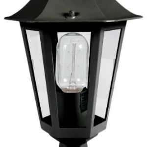 KSR Outdoor Lantern 6 Sided Pillar E27 60W Black W/O Lamp