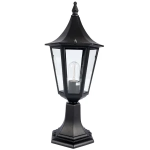 KSR Outdoor Lantern 6 Sided Pillar E27 75W Black
