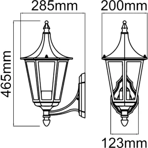 KSR Outdoor Lantern 6 Sided Upwards E27 75W Black