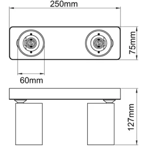KSR Spotlight GU10 Twin Bar Black