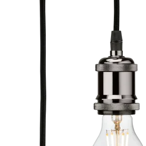 1.8m E27 Vintage Pendant Set - Black Nickel