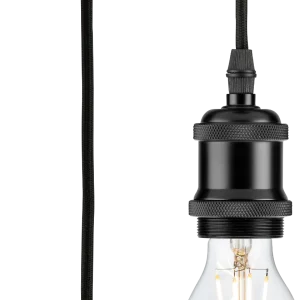 1.8m E27 Vintage Pendant Set - Matt Black