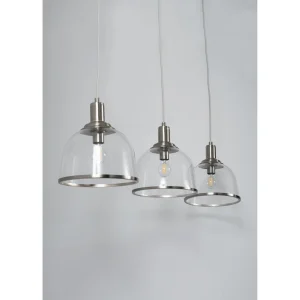 KSR KSR1662SC Vitoria 3 Light E27 Glass Pendant Satin Chrome