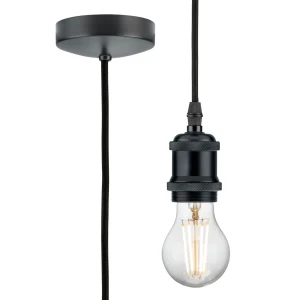 1.8m E27 Vintage Pendant Set - Anthracite