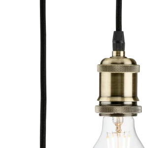 1.8m E27 Vintage Pendant Set - Antique Brass