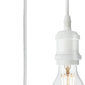 1.8m E27 Vintage Pendant Set - Matt White