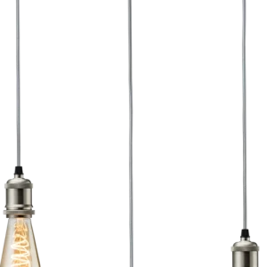 Vintage 3 Light Bar Pendant E27 Brushed Chrome