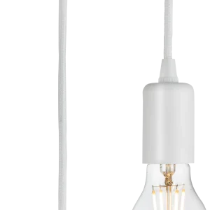 1.8m E27 Contemporary Pendant Set - Matt White