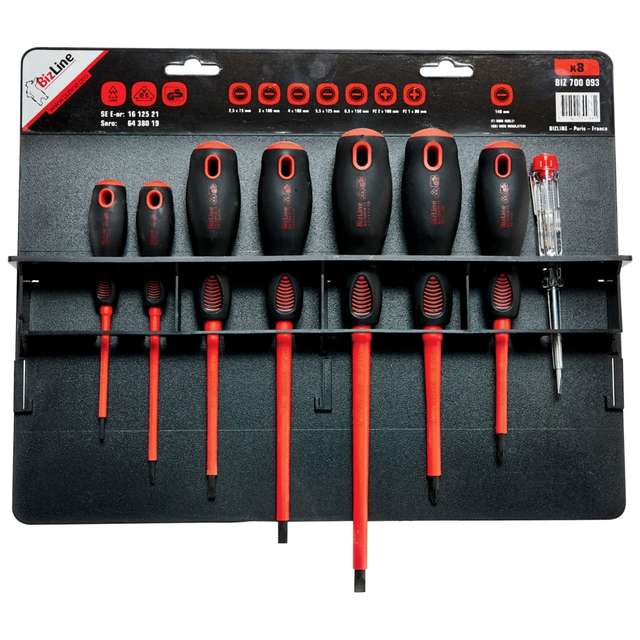 Bizline Kit of 7 1000V Insulated Screwdrivers and Voltage Tester