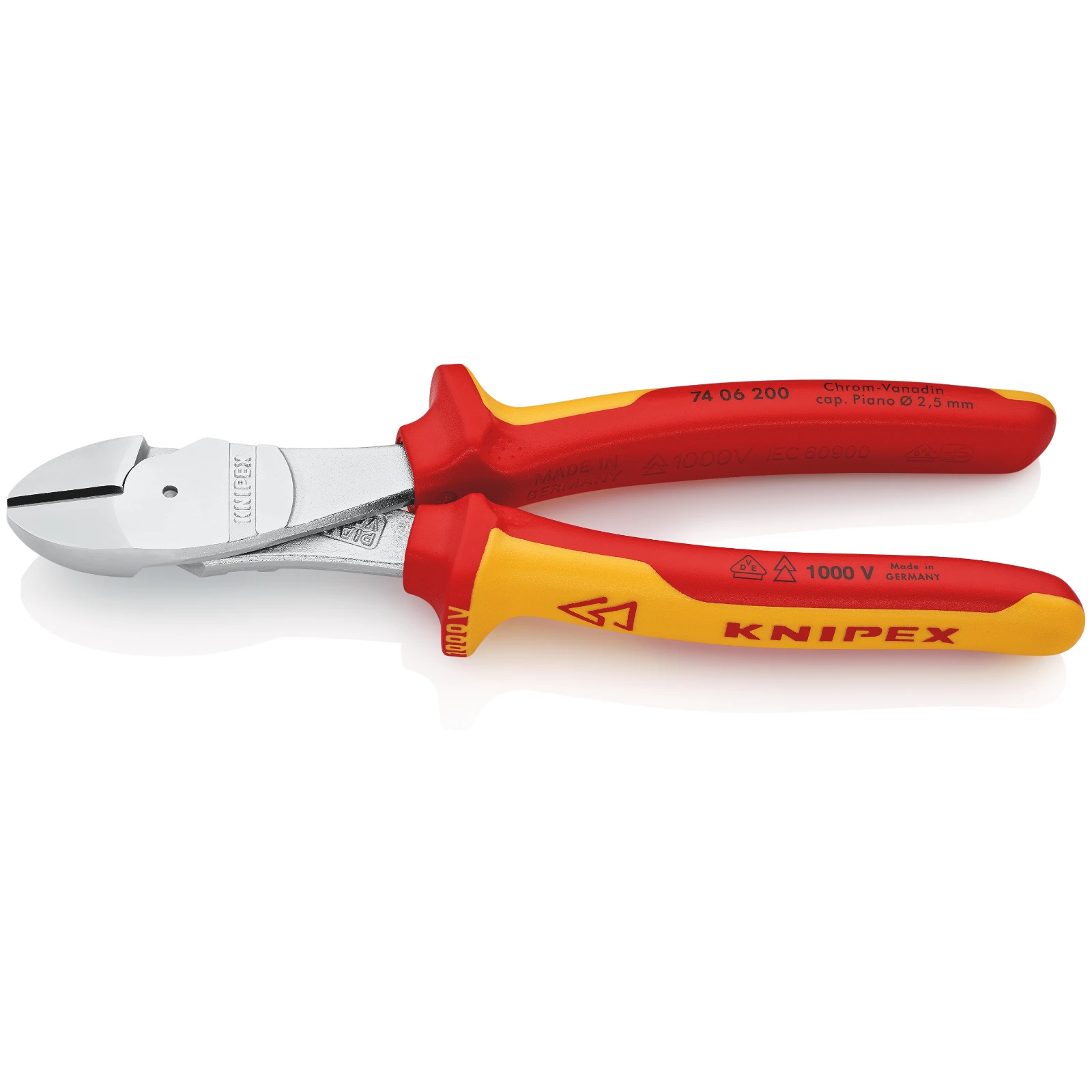 Knipex 74 06 200 SB High Leverage Diagonal Cutter Chrome Plated 200mm - Image 2