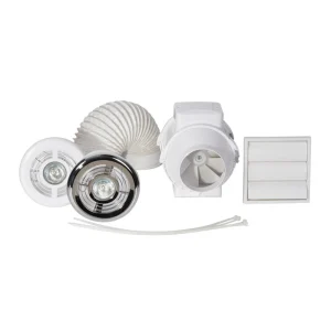 Shower Fan Kit Aventa In-Line Timer+Light 100mm