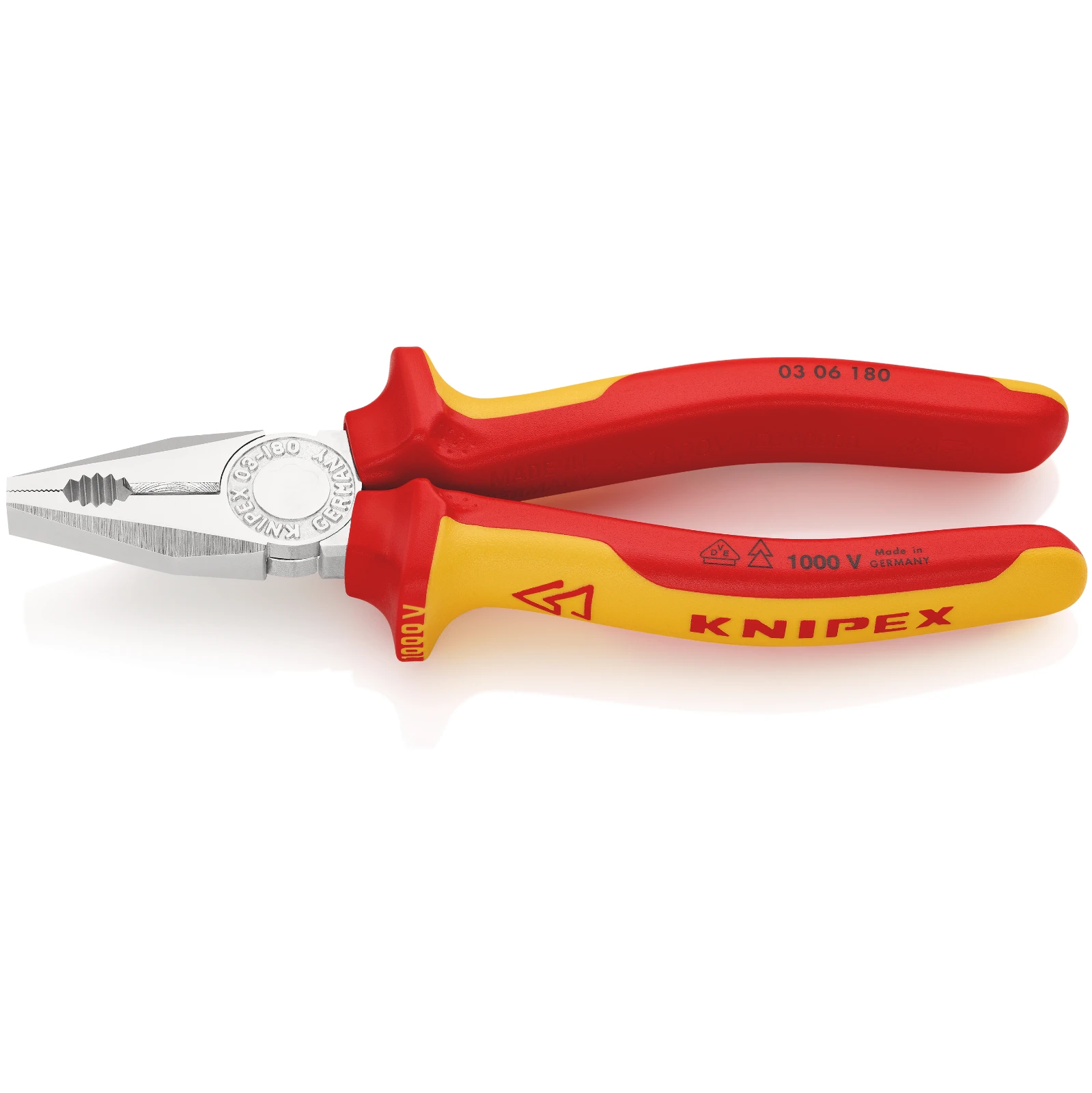 Knipex 03 06 180 SB Combination Pliers Insulated Chrome-Plated 180mm - Image 2