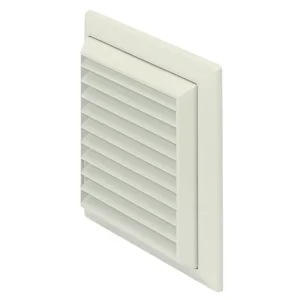 Grille Louvred Flyscreen-Round Spigot 100mm White