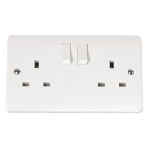 Scolmore Click Mode CMA036 2-Gang 2-Pole Switched Socket 13A White
