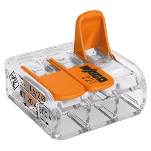 Wago 221-413 32A Compact 3 Port Lever Connector Transparent - 50 Pack