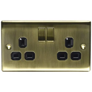 BG Nexus NAB22B Antique Brass Switched Socket 2 Gang Double Pole 13A