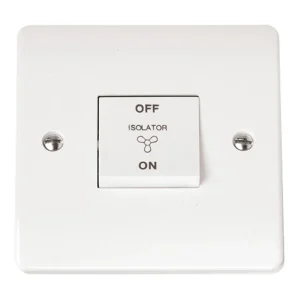 Click Mode CMA020 1-Gang 3-Pole Fan Isolation Control Switch 10A White