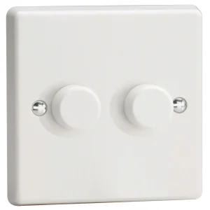 Varilight JQP252W V-Pro 2 Gang 2 Way Push-On/Off Rotary LED Dimmer White
