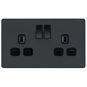 BG Evolve PCDMG22B 2 Gang Switched Socket Matt Grey