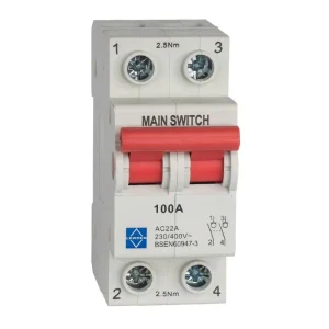 Lewden GMS1002P Main Switch 2 Pole 100A