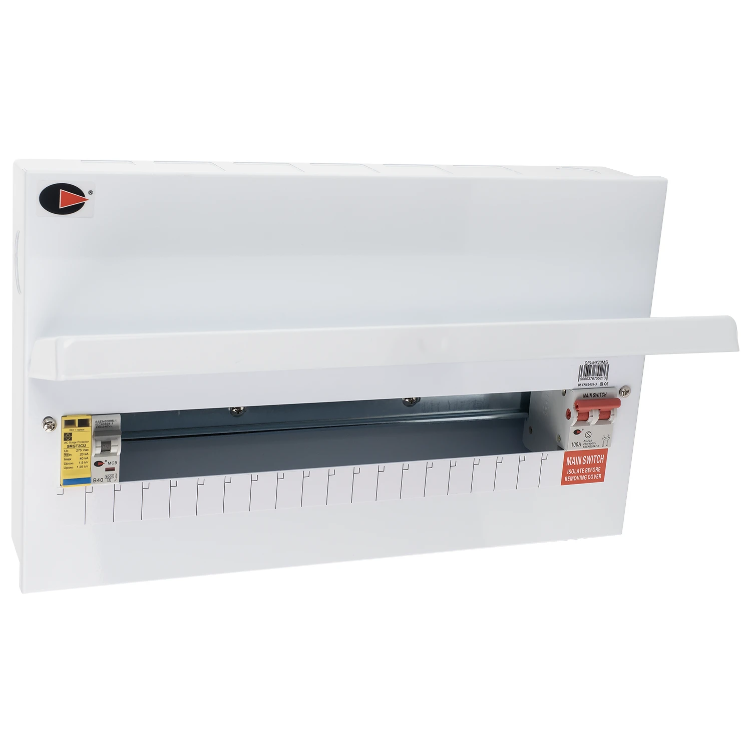 CGD 20 Way Consumer Unit with Main Switch and Surge Prefitted with Square Knockouts WQFS-MX20MS - Image 2