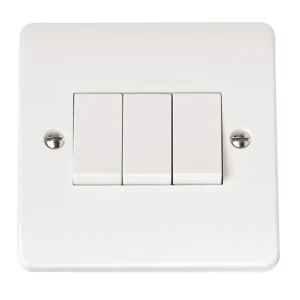 Click Mode CMA013 Plate Switch 3 Gang 2 Way 10A White