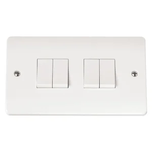 Click Mode CMA019 4 Gang 2 Way Plate Switch 10AX White