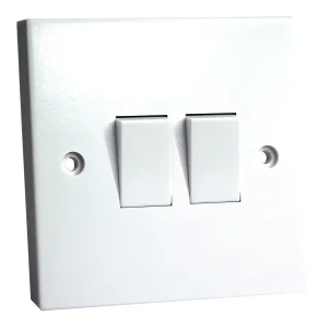 Essentials 11S522 Light Plate Switch 2 Gang 2 Way 10AX White
