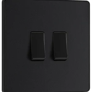 BG Evolve, Matt Black, 20A 16AX Double Switch, 2 Way