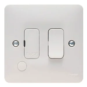 Hager Sollysta 1 Gang 2 Pole Switched Fused Spur Connection Unit with Flex Outlet 13A 86x32.5x86mm White