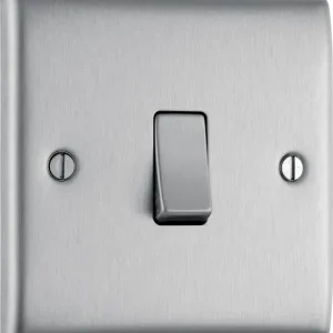BG Nexus NBS12 Plate Switch Brushed Steel 1 Gang 2 Way 10A