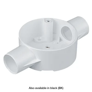 Circular Box Through 2 Way 20mm White PVC