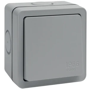 Hager Weatherproof Switch 1 Gang 2 Way 10A IP66 Grey