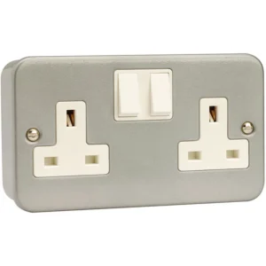 Socket 2 Gang DP Switched & Box 13A Metal Clad