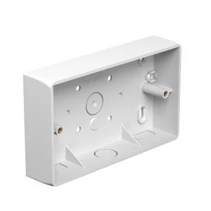 Marshall-Tufflex 2 Gang Surface Mount Accessory Box 32mm Deep Universal Knockouts Radius Corners White