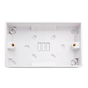 Essentials 11P228 2 Gang 28mm Pattress Surface Back Box White