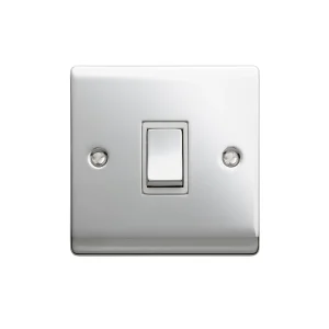 Designa 22S512 1 Gang 2 Way 10AX Plate Switch Polished Chrome With White Insert