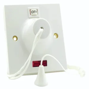 Steeple 11CS45L 45A Double Pole Ceiling Pull Switch White with Neon