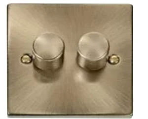 Antique Brass Victorian 2 Gang 2 Way 400Va Dimmer Switch