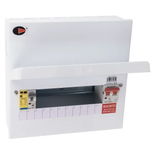 CGD 12 Way Consumer Unit with Main Switch and Surge Prefitted with Round Knockouts WQFS-R12MS