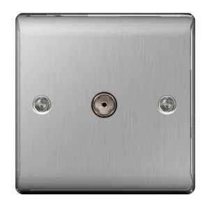 BG Nexus NBS60 Coaxial Socket Brushed Steel 1 Gang